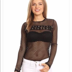Plus Size Netted Bodysuit